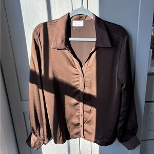 Rich Brown Women's Button-Down Shirt